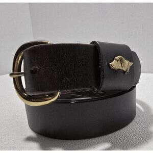 KEVIN’S Solid Brass Lab Head Plantation Belt Brown Premium Leather Men’s Size 36